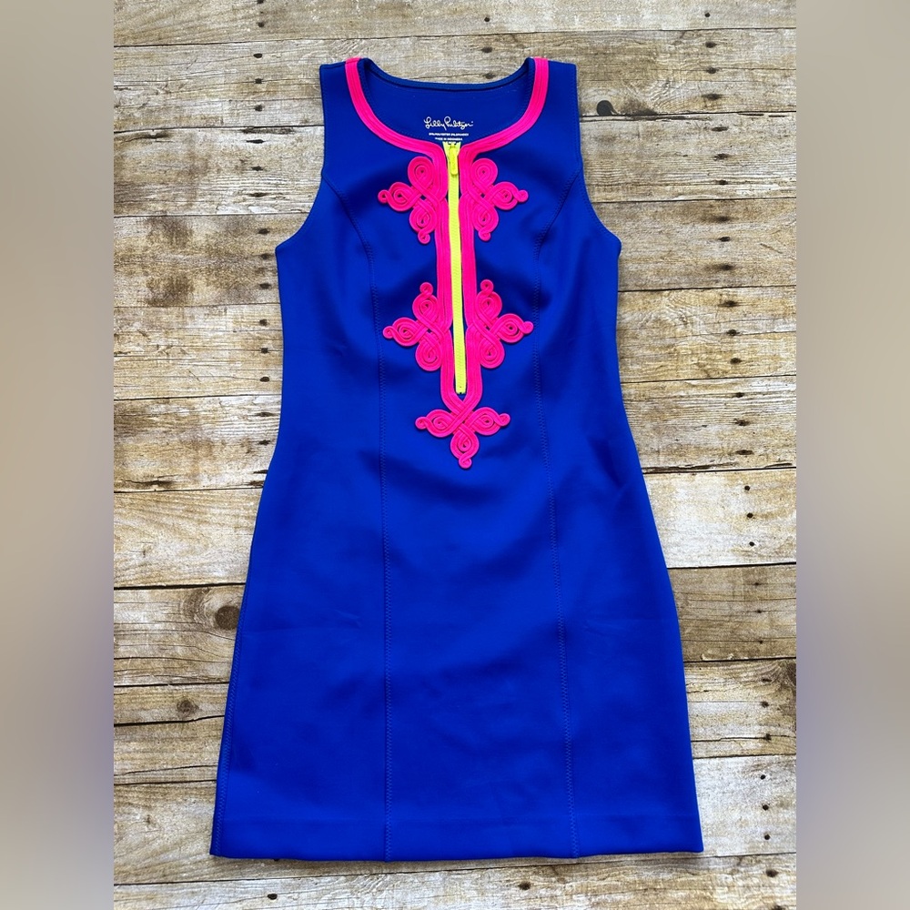 Lilly Pulitzer Blue Dress with Pink and Yellow Accents